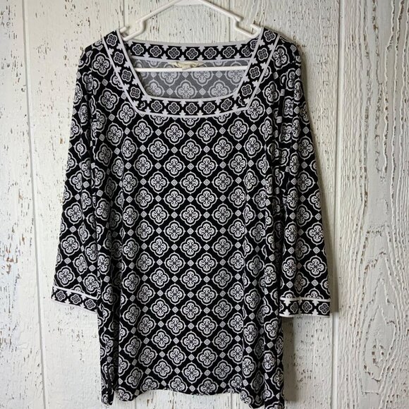 Magnolia Grace xl women's Mariana Square Neck Knit top Black/white - Picture 8 of 10
